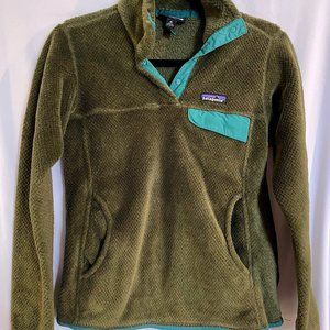 PATAGONIA Women's Re-Tool Snap-T Polartec Fleece XS Green & Teal